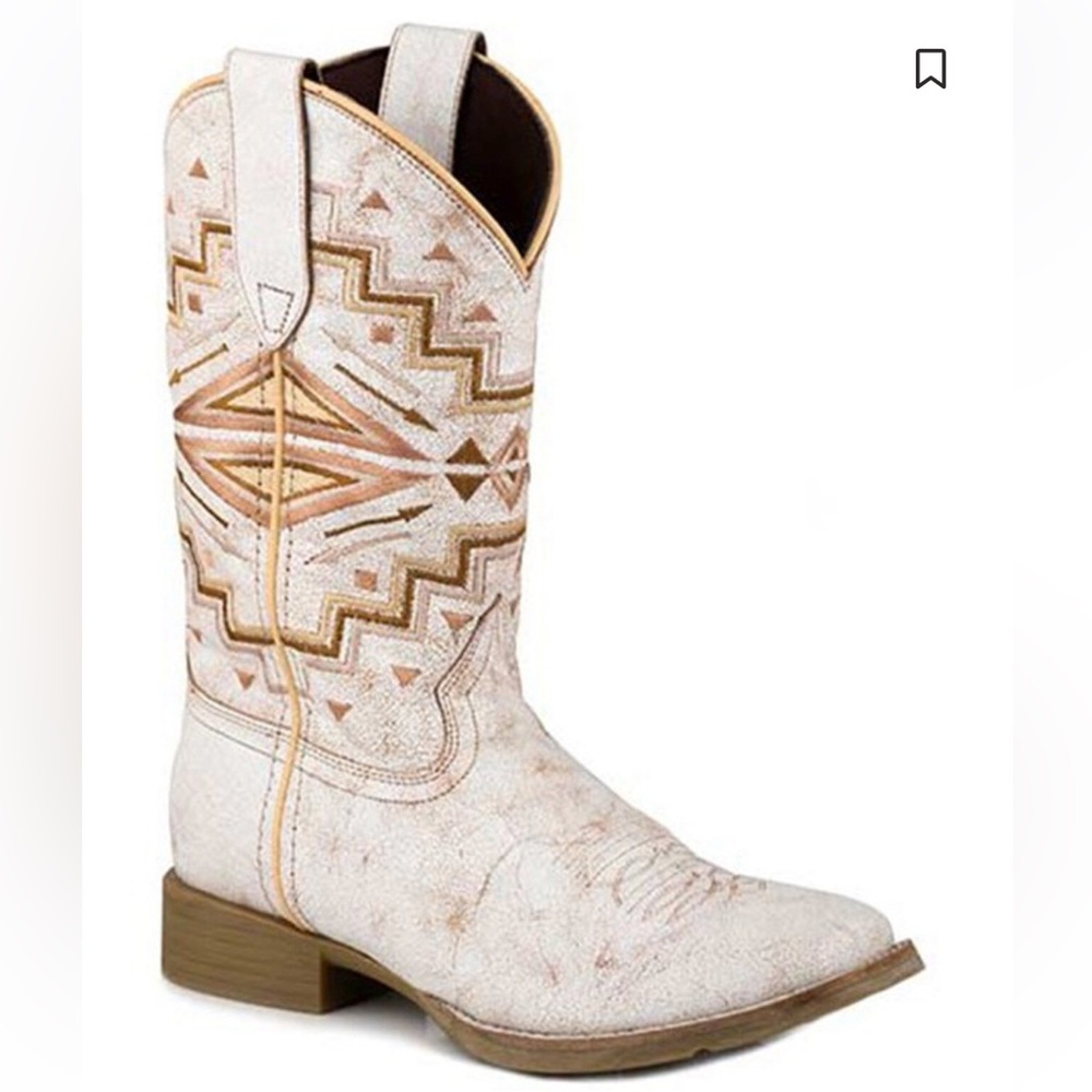 Roper | Women's Western Boots | White and Tan | size 8 1/2